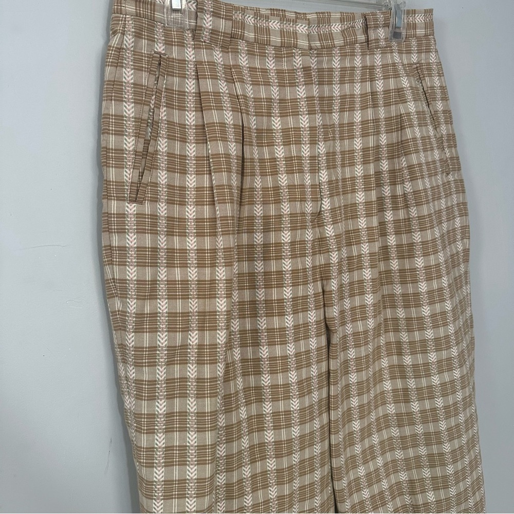 Vintage Cottagecore Tan High Waist Floral Trousers Feminine Pants Retro Romantic - Picture 9 of 17